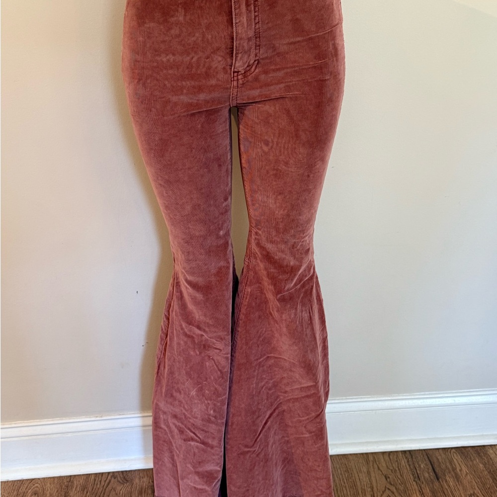 Free People We The Free Rose Pink Corduroy Float On Flare Pants